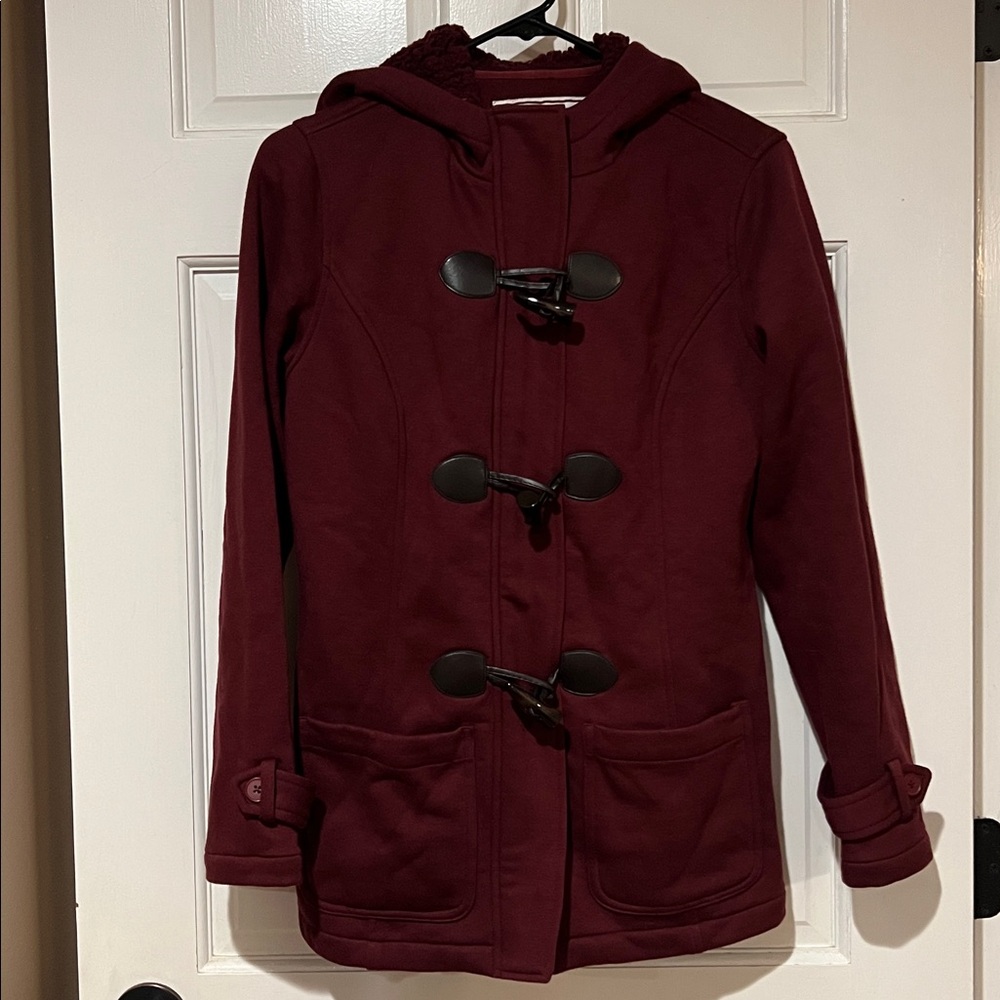 Market & Spruce Burgundy Toggle Coat (Size Small)